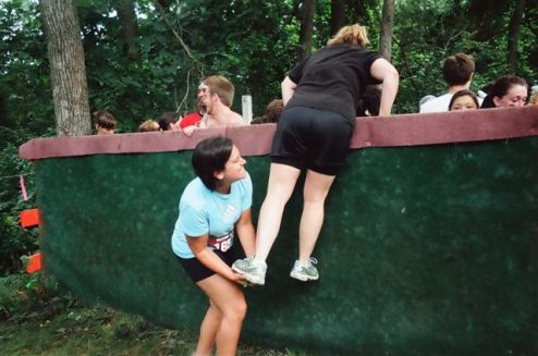 I'm much more flexible, and not THAT heavy, but I still couldn't have made it over myself. Next year. Little jog, little skip, up and over! Take that, horrible waterproof disposable low speed film camera.